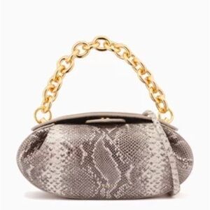 Yuzefi Grey Snakeskin Mini Bag with Gold Chain Handle